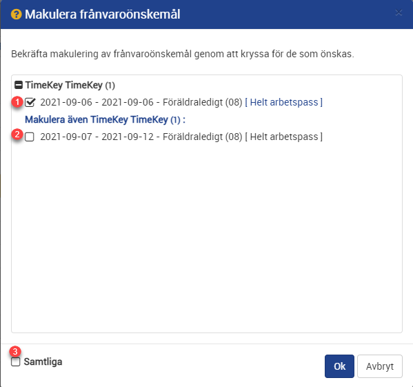 Makulera önskemål dialogruta