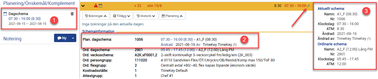 visning byte dagschema