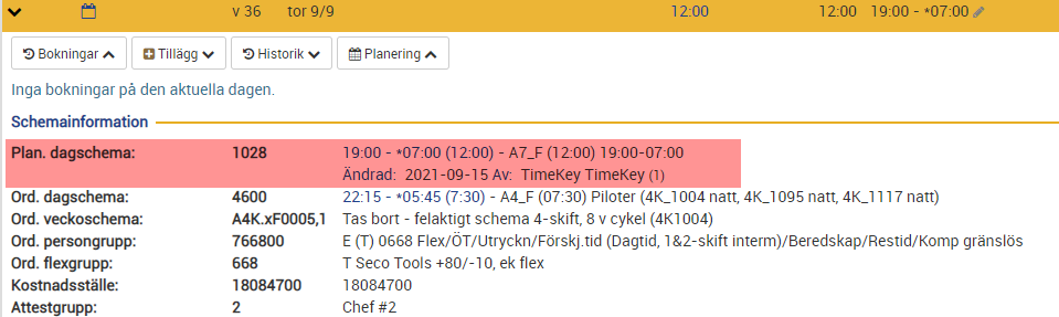 planering ändra veckoschema