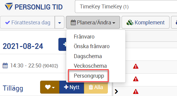 planera ändra persongrupp