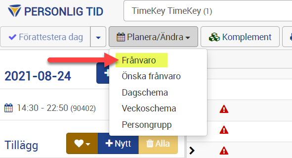 planera frånvaro ny