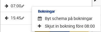 Byt schema på dagar med bokningar HTML5